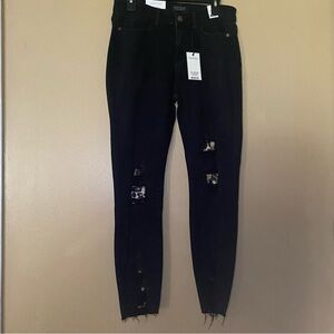 Judy Blue Mid Rise Skinny Fit Distressed Leopard Print Black Jeans Size 9/29